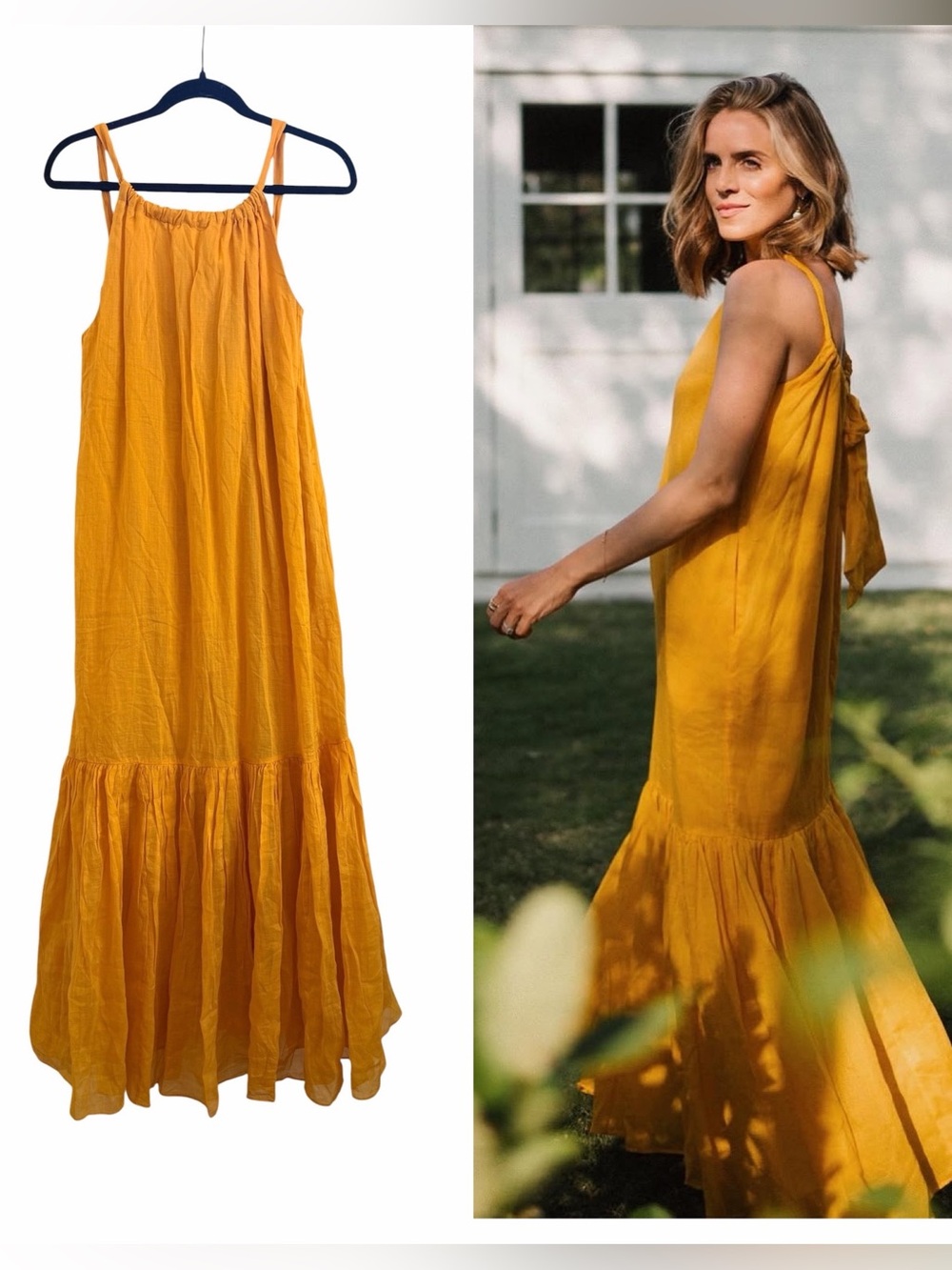 Banana Republic FINO RAMIE DRESS Maxi Dress in Orange Yellow “Mad about Mango”